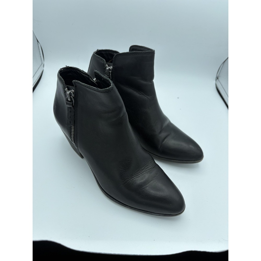 Frye Boots Womens‎ Size 8 Black Leather Ankle Booties Block Heel Pointed Toe